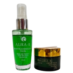 Kit Sérum Rejuvenescedor Facial + Creme Facial Para Rugas e Cicatrizes Aura-R Baba De Caraco Abelha Rainha