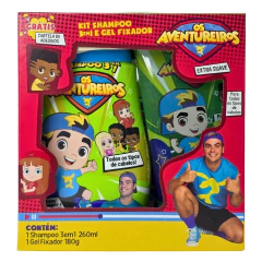 Kit Shampoo 3 em 1 Para Todos os tipos de Cabelos + Gel Fixador Os Aventureiros Luccas Neto Cia. da Natureza