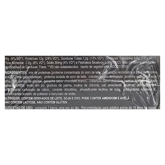 Rótulo do Kit 12 Whey Bar Barra de Proteínas Gourmet Sabor Torta de Mousse de Limão Black Skull, destacando informações nutricionais e ingredientes.