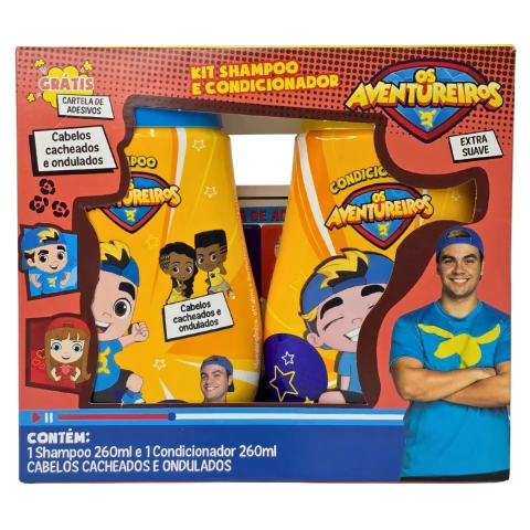 Kit Shampoo + Condicionador Cabelos Cacheados e Ondulados Os Aventureiros Luccas Neto Cia. da Natureza