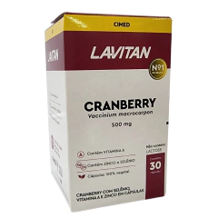 Cranberry com Selênio, Vitamina A e Zinco em Cápsula Cranberry 500 mg Lavitan Cimed 30 Cápsulas