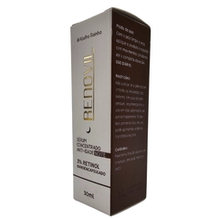Embalagem do Sérum Anti Idade Concentrado 3% Retinol Noite da Renovil Abelha Rainha, 30ml.