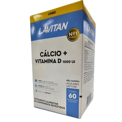 Caixa do suplemento alimentar Lavitan com Cálcio e Vitamina D, contendo 60 comprimidos revestidos.