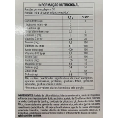 Informação nutricional do suplemento alimentear Memo Neuro Lavitan Cimed com 60 comprimidos, detalhando vitaminas e minerais.