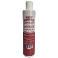 Frasco de shampoo Óleo de Rosa Mosqueta Hidratação e Brilho da marca Rosativ Abelha Rainha, com 300ml, exibindo a parte traseira com informações e ingredientes.