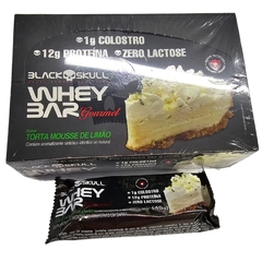 Kit 12 Whey Bar Barra de Proteínas Gourmet Sabor Torta de Mousse de Limão Black Skull 45g