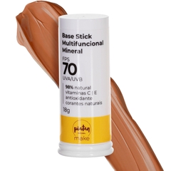 Base Stick Multifuncional Mineral FPS 70 UVA/UVB Bege Escuro Vegano Make Piatan Natural 3,8g