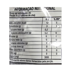 Tabela nutricional da Creatina em Pó Turbo Sabor Uva Black Skull 150g Refil.