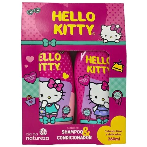 Kit Shampoo + Condicionador Cabelos Lisos e Delicados Hello Kitty Cia. da Natureza