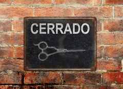 Chapa rústica Barbería Peluquería Cerrado