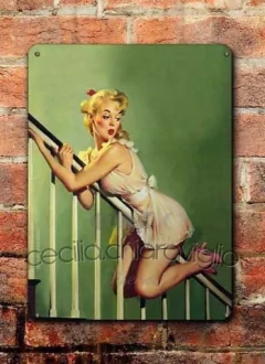 Chapa rústica Chica Pin-Up - comprar online