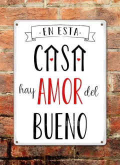 Chapa rústica En esta casa hay amor del bueno - comprar online