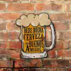 Chapa Rústica Jarra de Cerveza con frase Amigos