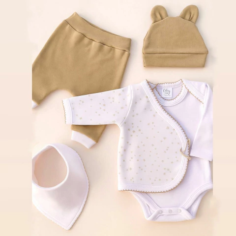 Conjunto Estrellitas arena- bodie MANGA LARGA - bandana - comprar online