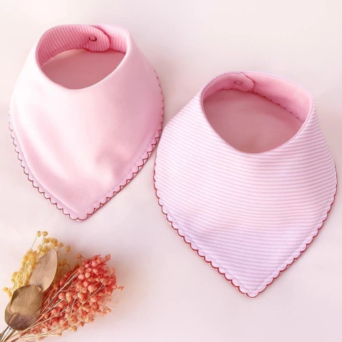 Bandana / Babero Reversible - Rayado rosa - comprar online
