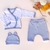Conjunto cielito lindo celeste+ conjunto rayado celeste+ dos bodies MANGA CORTA+ enterito+ manta+ campera - comprar online