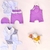Conjunto flores Lilas+ conjunto blanco+ dos bodies MANGA CORTA+ jardinero CORTO