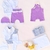 Conjunto flores lilas+ conjunto blanco+ dos bodies MANGA CORTA+ jardinero CORTO+ manta+ campera+ babero bandana