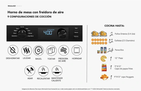 HORNO ELECTRICO KITHENAID CON FREIDORA DE AIRE 21 L
