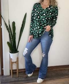 Buzo lanilla print verde - comprar online