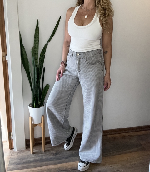 Jean ancho rayitas