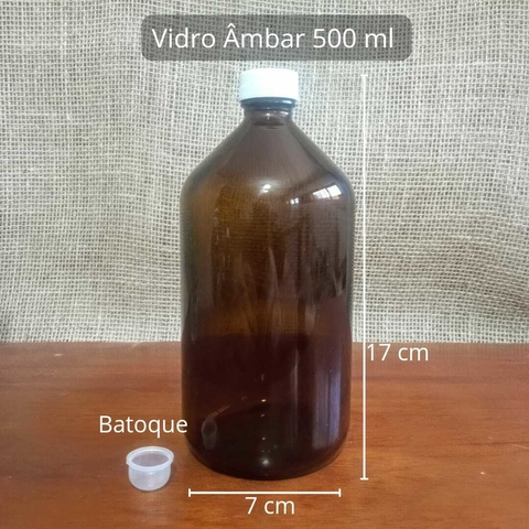 10 Vidros Âmbar 500ml com Tampa e Batoque - JOIMAR EMBALAGENS