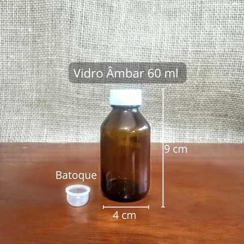 10 Vidros Âmbar 60ml com Tampa e Batoque - comprar online