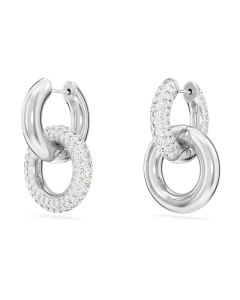 Imagen de Pendientes de aro Dextera de Swarovski, Bucle entrelazado, Blancos, Baño de rodio SV 5671807