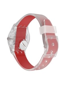 Reloj Swatch Mujer Monthly Drops Clearly Red Striped GE292 - tienda online