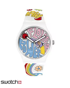 Reloj Swatch Bioceramic Flower Power Power Of Peace SO32W107