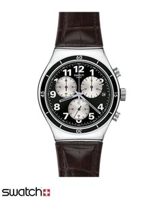 Reloj Swatch Hombre Irony Chrono Browned Yvs400 Malla Cuero