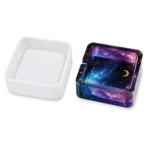 Molde Silicona Cenicero Resina Epoxi | Cuadrado 9,4cm o Redondo 10,9cm - Servifibras-Expertos en resinas y fibras
