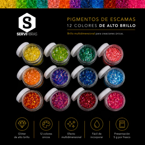 Combo 12 Glitter de Escamas de Alto Brillo