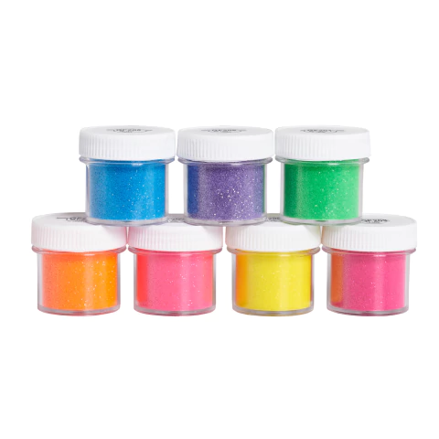 Combo 7 Glitter Fluorescente Que Brillan Con Luz Uv