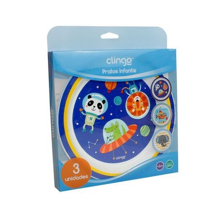 Kit 3 Pratos Infantis Menino - Clingo
