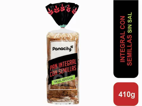 Pan integral con semillas sin sal agregada "Panacity"