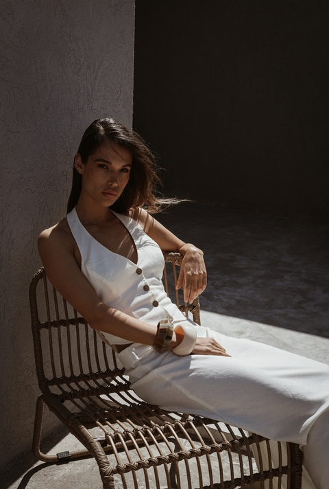 CHALECO JIVA LINO OFFWHITE