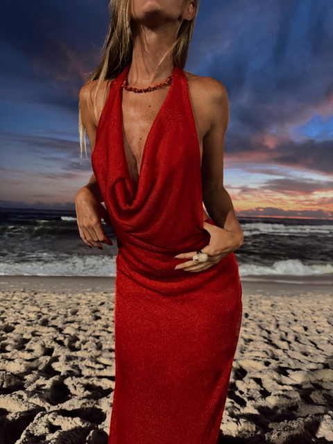 VESTIDO OLBIA RED (metallic dress) - comprar online