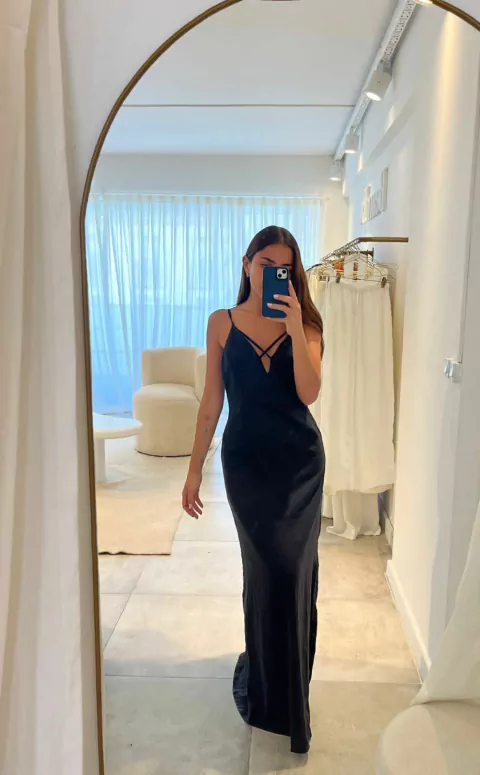 VESTIDO OTRANTO LINO NEGRO