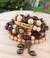 Mix de pulseiras Gratidão marrom e bege detalhe pedra