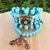 Mix de pulseiras azul claro Gratidão - detalhe pedra