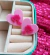 Brinco coração Barbie acrílico - rosa claro e pink