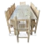 Juego de Comedor de Mesa de 200x80 + 10 Sillas Hindu Rectas en Pino
