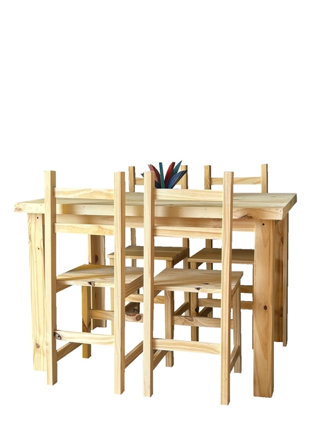 Mesa Pino 140x80 + 4 Sillas Pino Macizo Ohventas