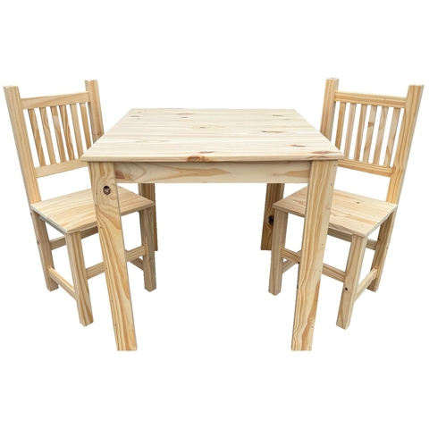 Combo Mesa 80x80 + 2 Sillas Hindu Rectas en Pino - comprar online