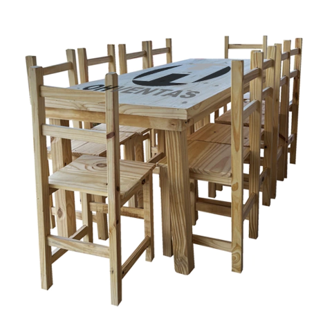 Mesa 2 mts + 10 Sillas Pino Quincho
