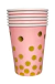 6 Vasos Rosa Lunares Dorados