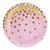 6 Platos 17cm Rosa Lunares Dorados