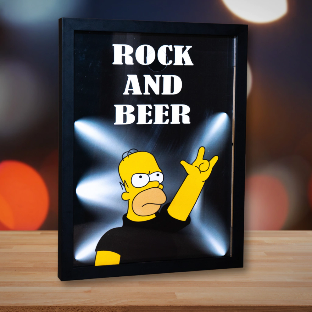 QUADRO PORTA TAMPINHAS ROCK AND BEER