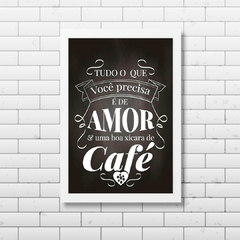 PLACA FRASE AMOR E CAFÉ na internet